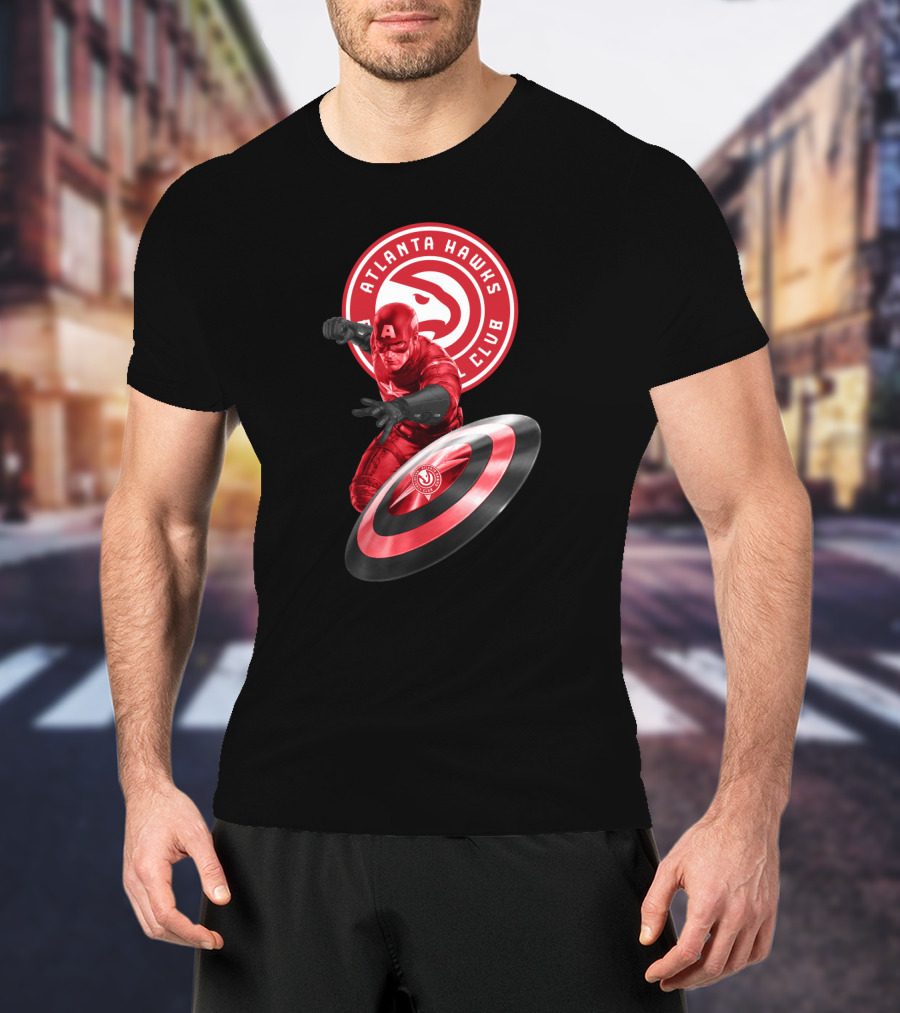 Atlanta Hawks Club Captain America Shield T-Shirt