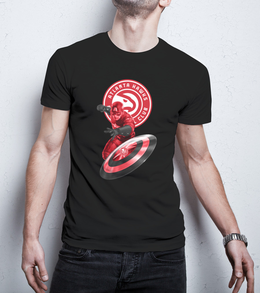 Atlanta Hawks Club Captain America Shield T-Shirt