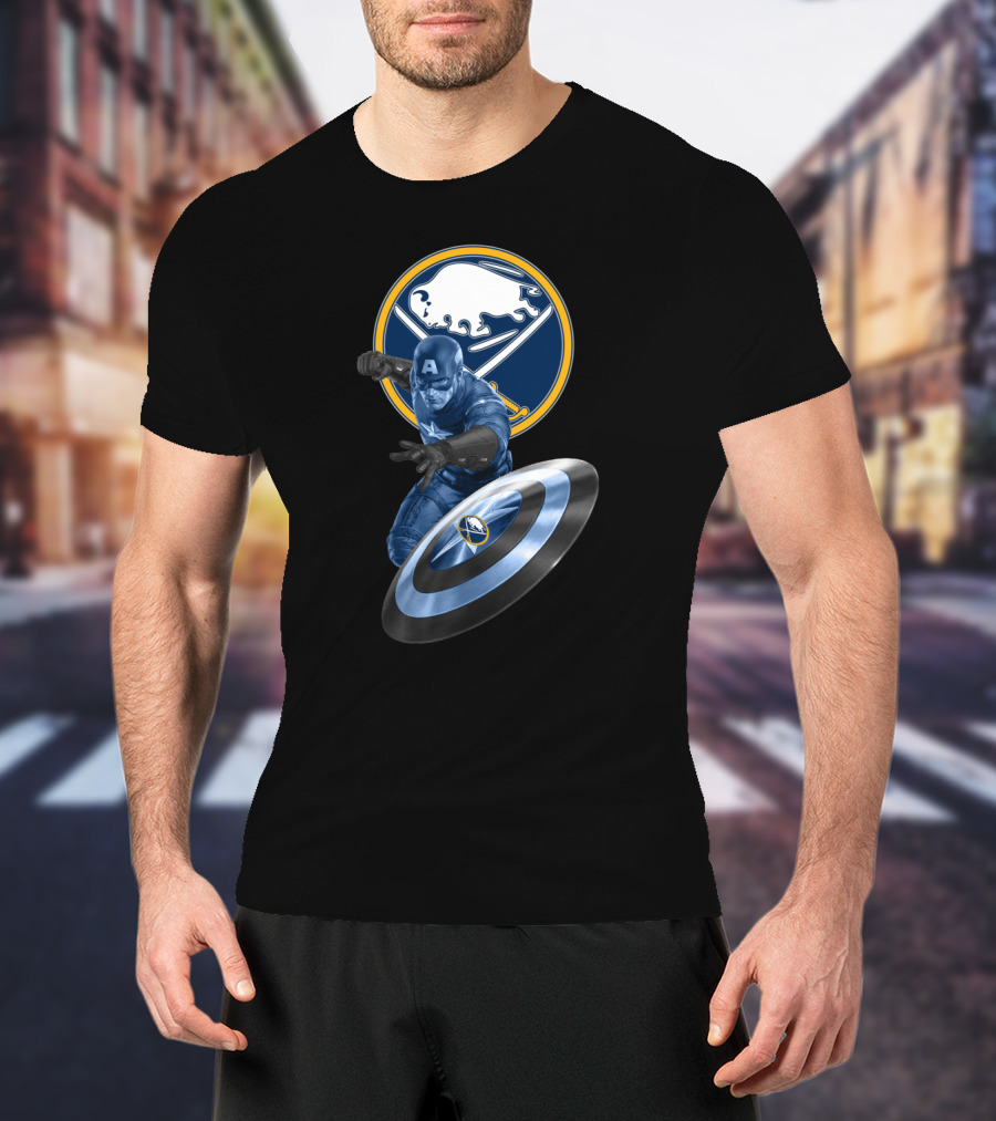 Buffalo Sabres Captain America Mashup Fan Gear Sports Merchandise T-Shirt