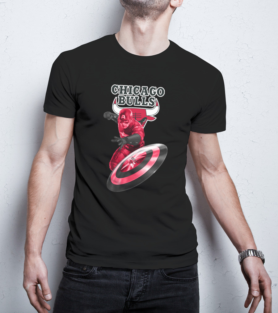 Captain America And Chicago Bulls Crossover Fan Attraction T-Shirt