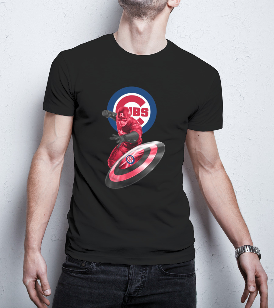 Chicago Cubs And Captain America Fans United With Iconic Shield T-Shirt