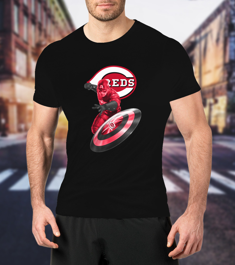 Cincinnati Reds Captain America Crossover Fan T-Shirt