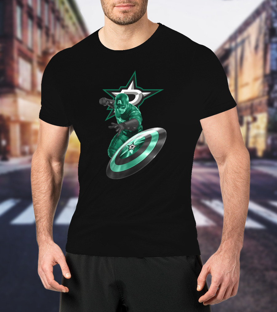 Dallas Stars And Captain America Crossover For Fans T-Shirt