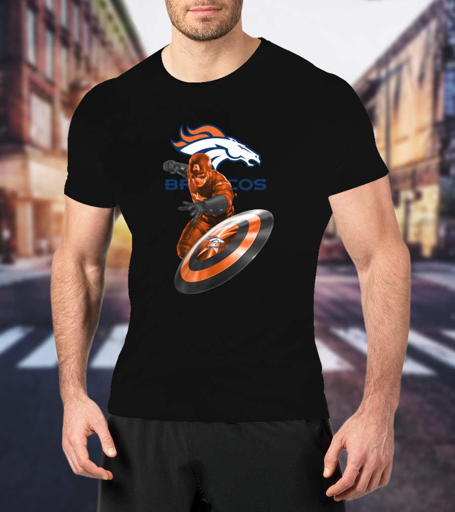 Denver Broncos Captain America Marvel Fans T-Shirt