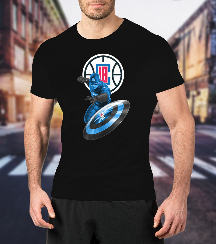 La Clippers And Captain America Shield Hero Crossover T-Shirt