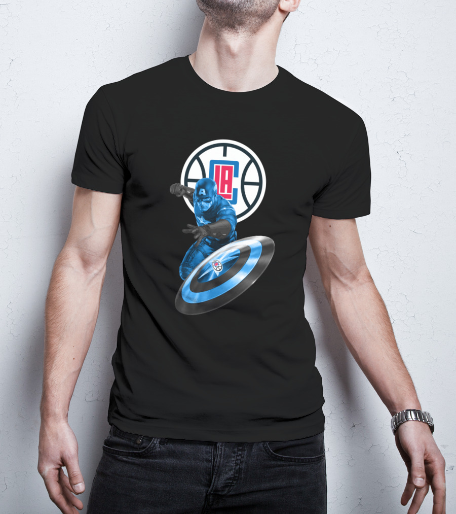 La Clippers And Captain America Shield Hero Crossover T-Shirt