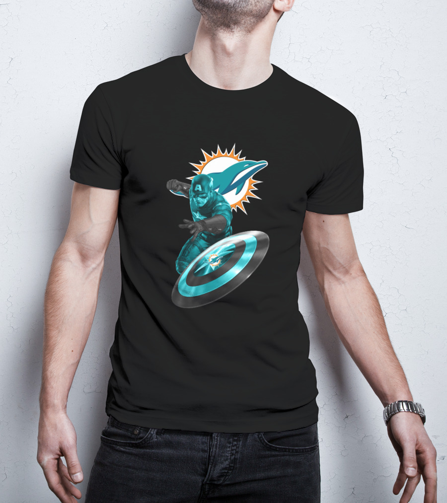 Miami Dolphins Captain America Crossover Fan Merchandise T-Shirt