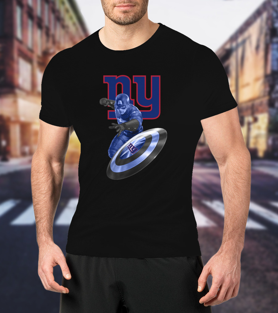 New York Giants Fans Captain America Shield Logo T-Shirt