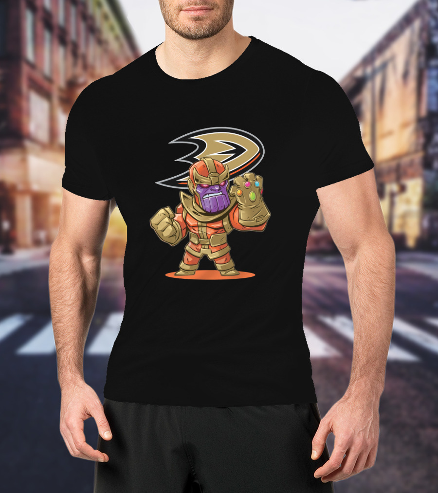 Thanos Anaheim Ducks Avengers Infinity Gauntlet Cartoon Style Character T-Shirt