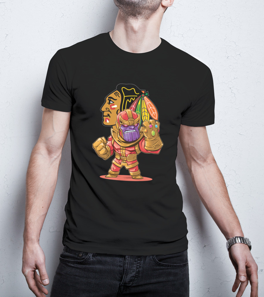 Thanos Chicago Blackhawks Fans Crossover Mashup T-Shirt