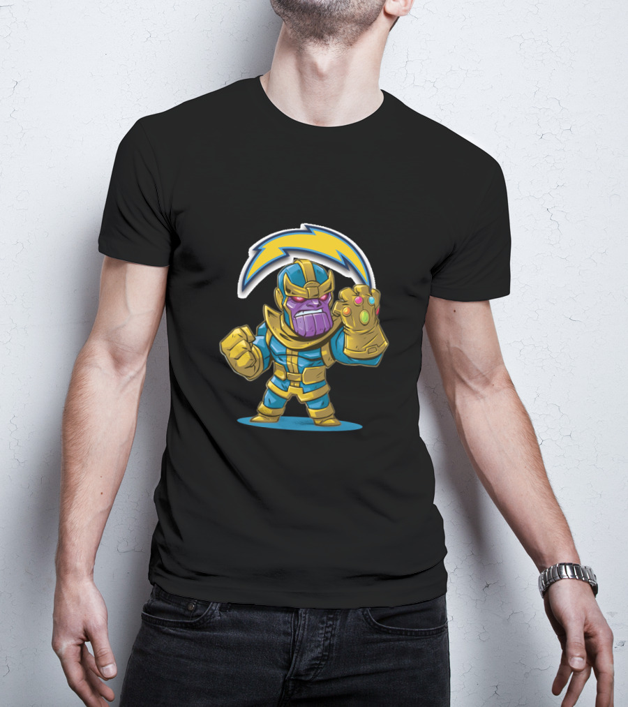 Thanos Infinity Gauntlet With Los Angeles Chargers Lightning Bolt T-Shirt