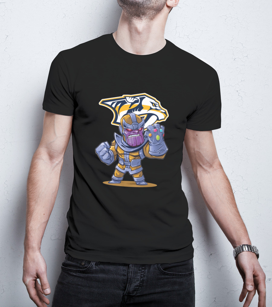 Thanos Nashville Predators Logo Infinity Gauntlet T-Shirt