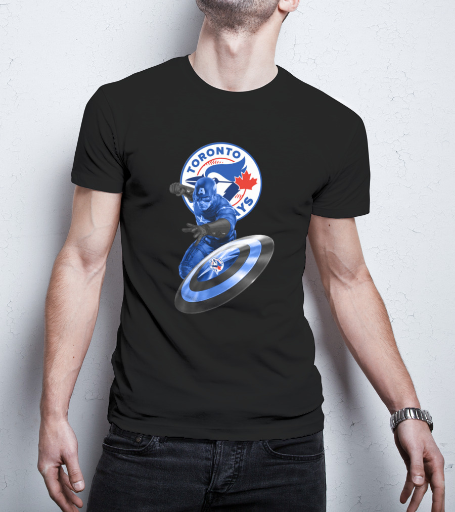 Toronto Blue Jays Captain America Collaboration With Shield And Team T-Shirt