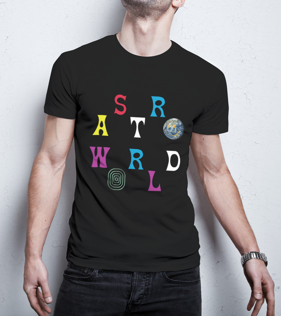 Astroworld Travis Scott Smiley Earth Colorful Letters T-Shirt