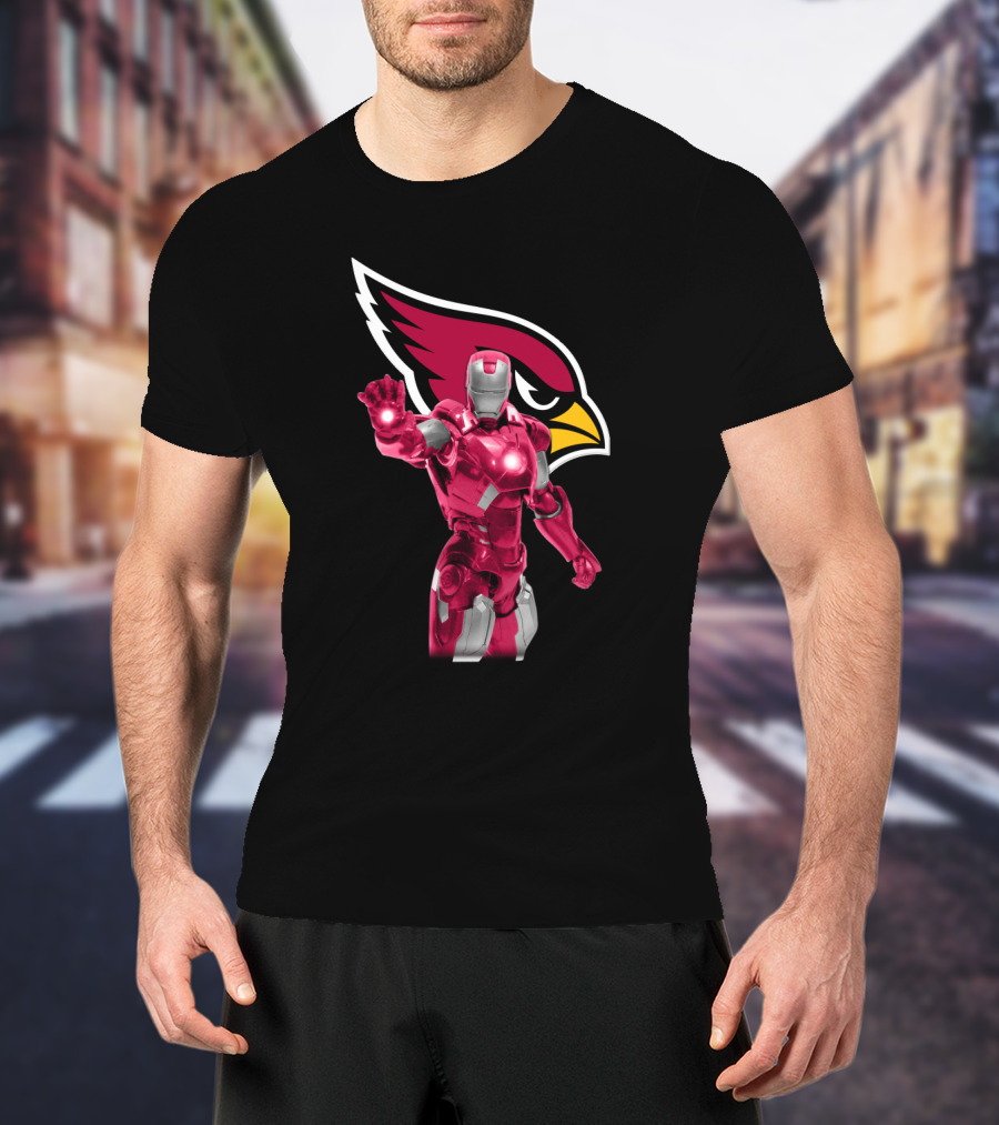 Iron Man Arizona Cardinals Fans Marvel Nfl Crossover T-Shirt