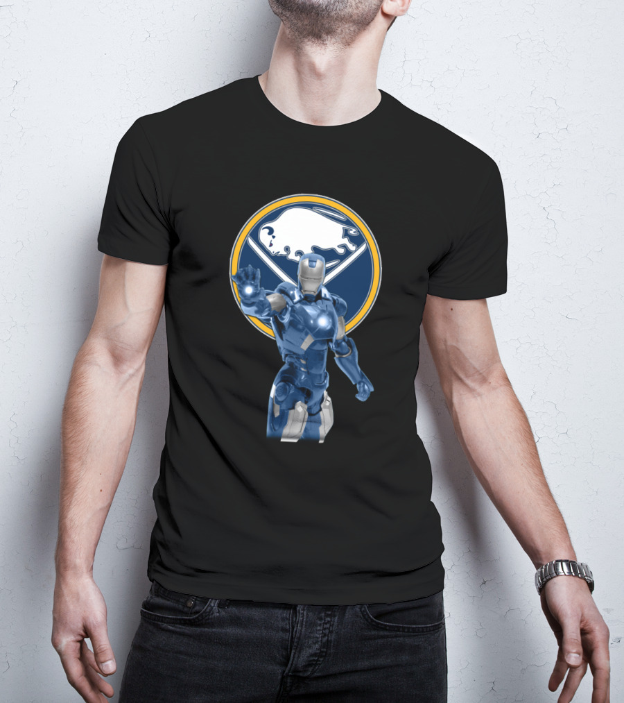 Iron Man Buffalo Sabres Hockey Marvel Crossover T-Shirt