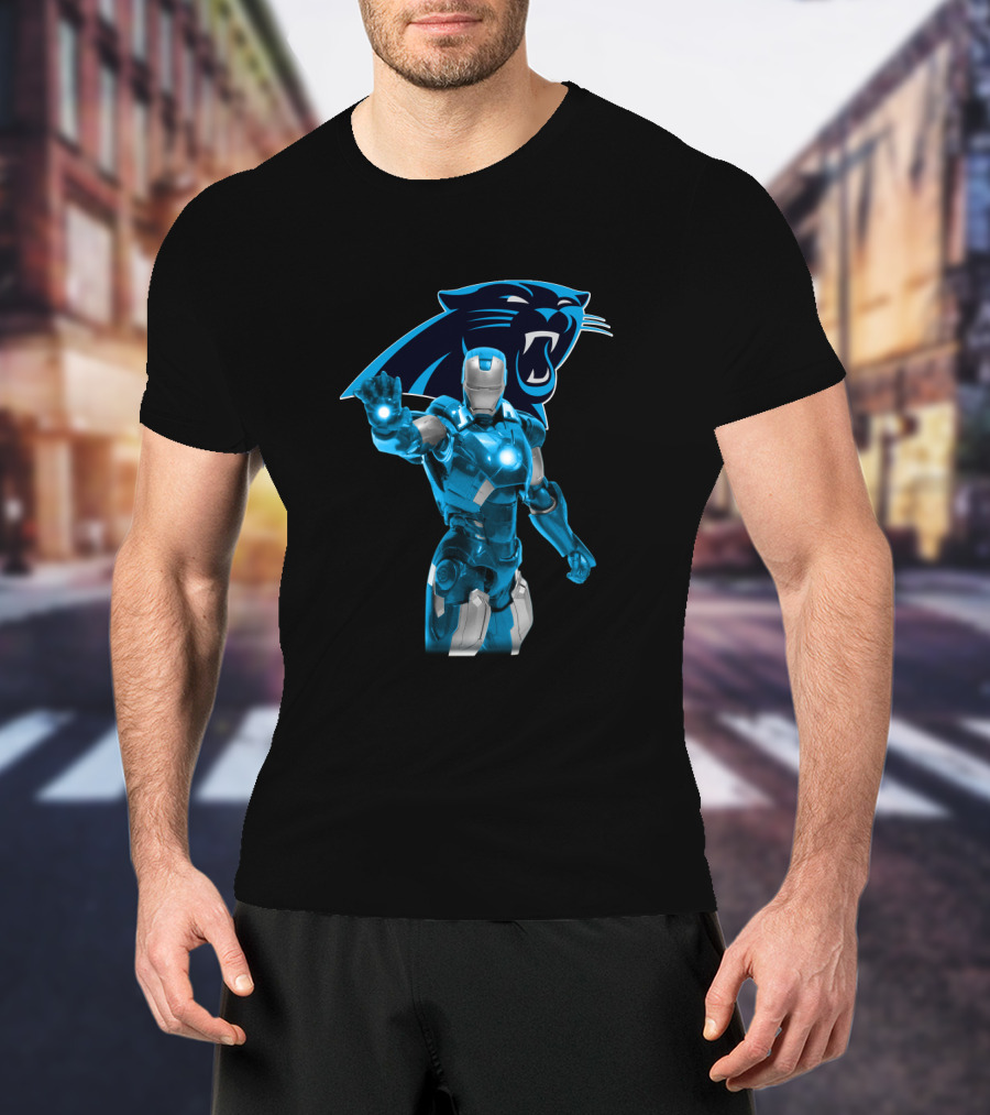 Iron Man Meets Carolina Panthers Marvel Fans Crossover T-Shirt