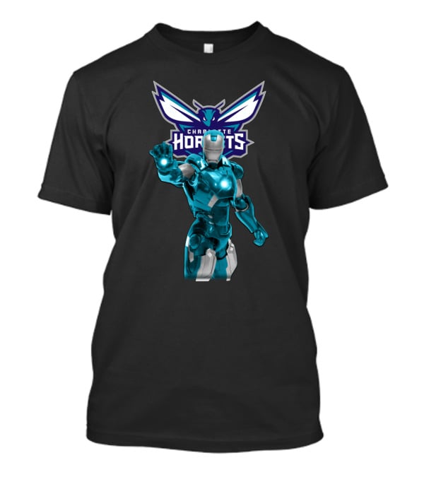 Iron Man Charlotte Hornets Marvel Superhero Collaboration Fan T-Shirt