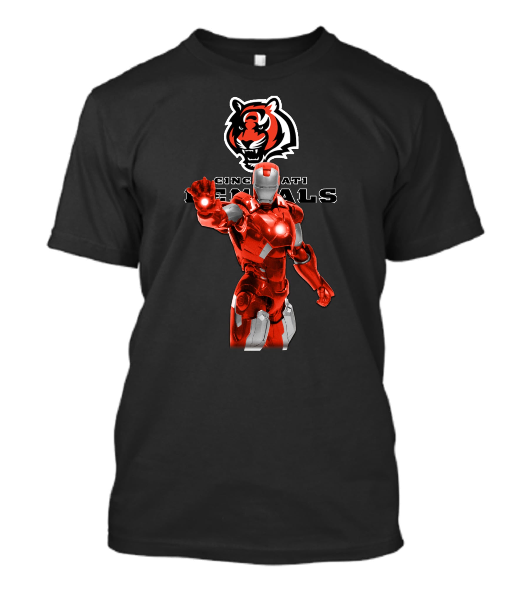 Iron Man Cincinnati Bengals Fans Marvel Tiger Icon Crossover T-Shirt