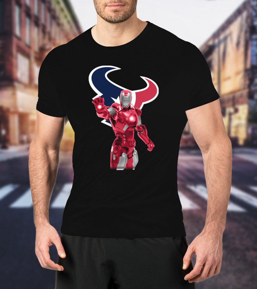 Iron Man Houston Texans Superhero Fusion For Fans T-Shirt
