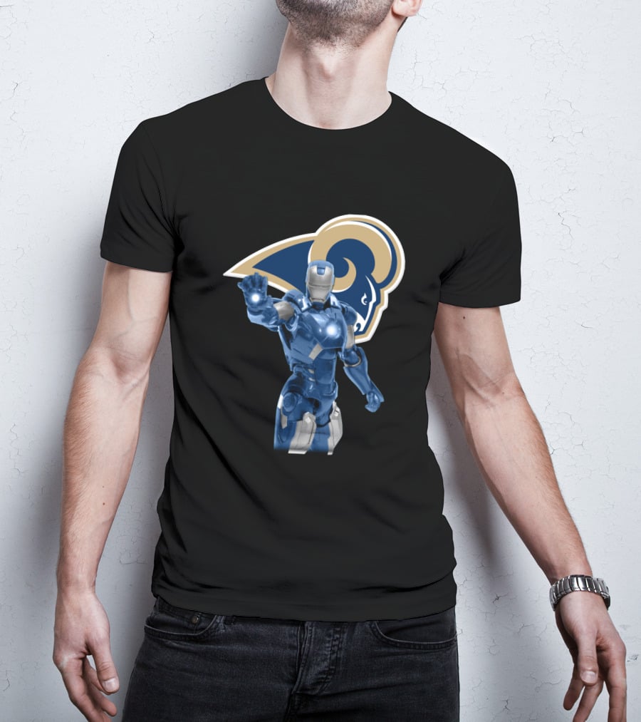 Iron Man Los Angeles Rams Superfan Crossover T-Shirt