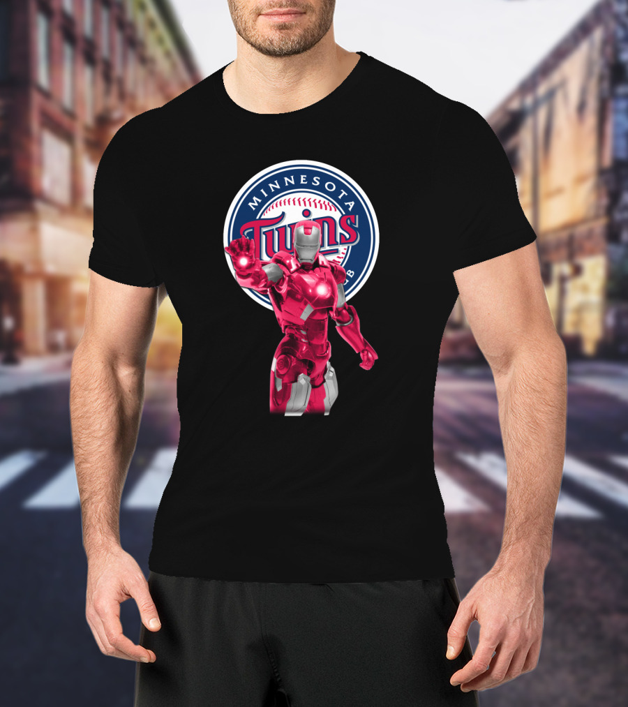 Iron Man And Minnesota Twins Crossover Logo Fusion T-Shirt