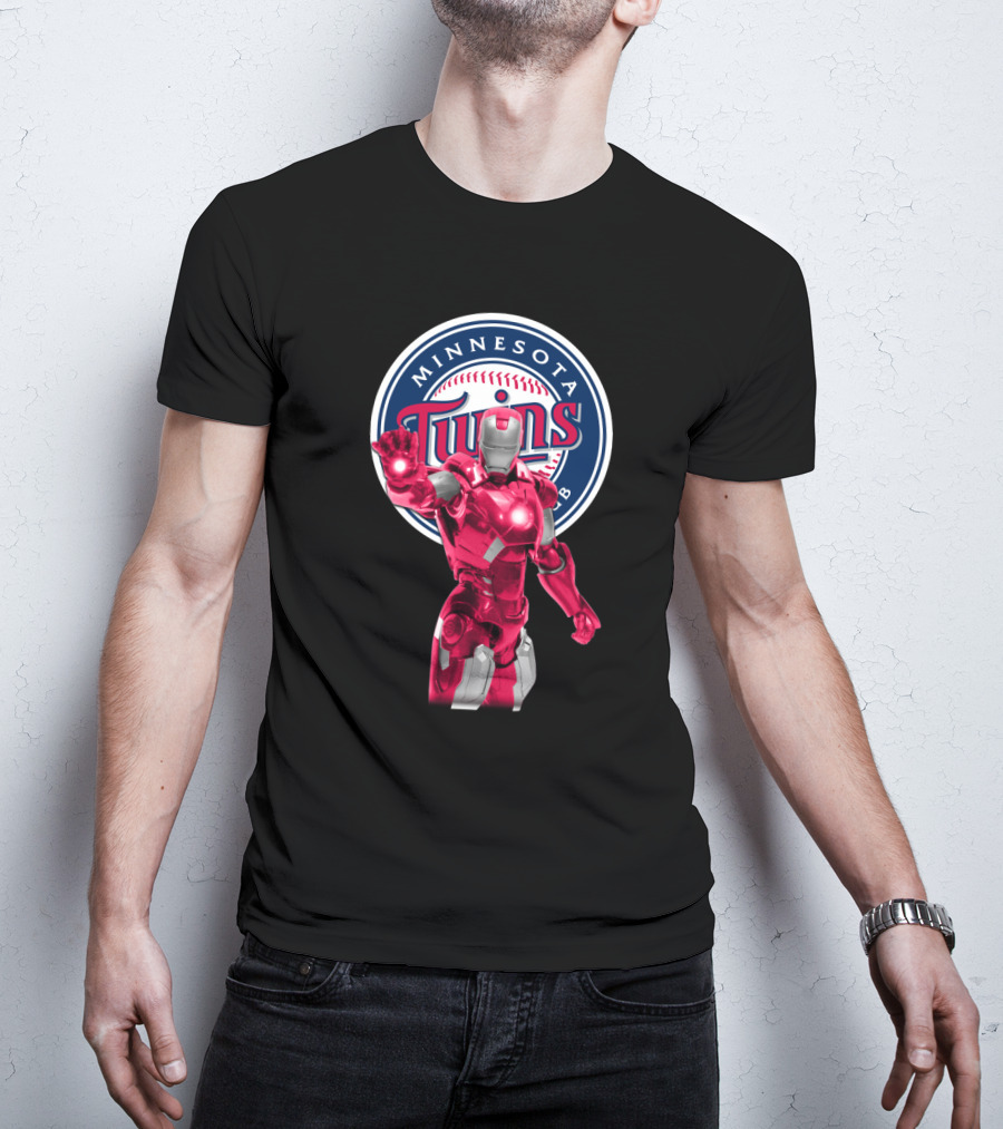 Iron Man And Minnesota Twins Crossover Logo Fusion T-Shirt