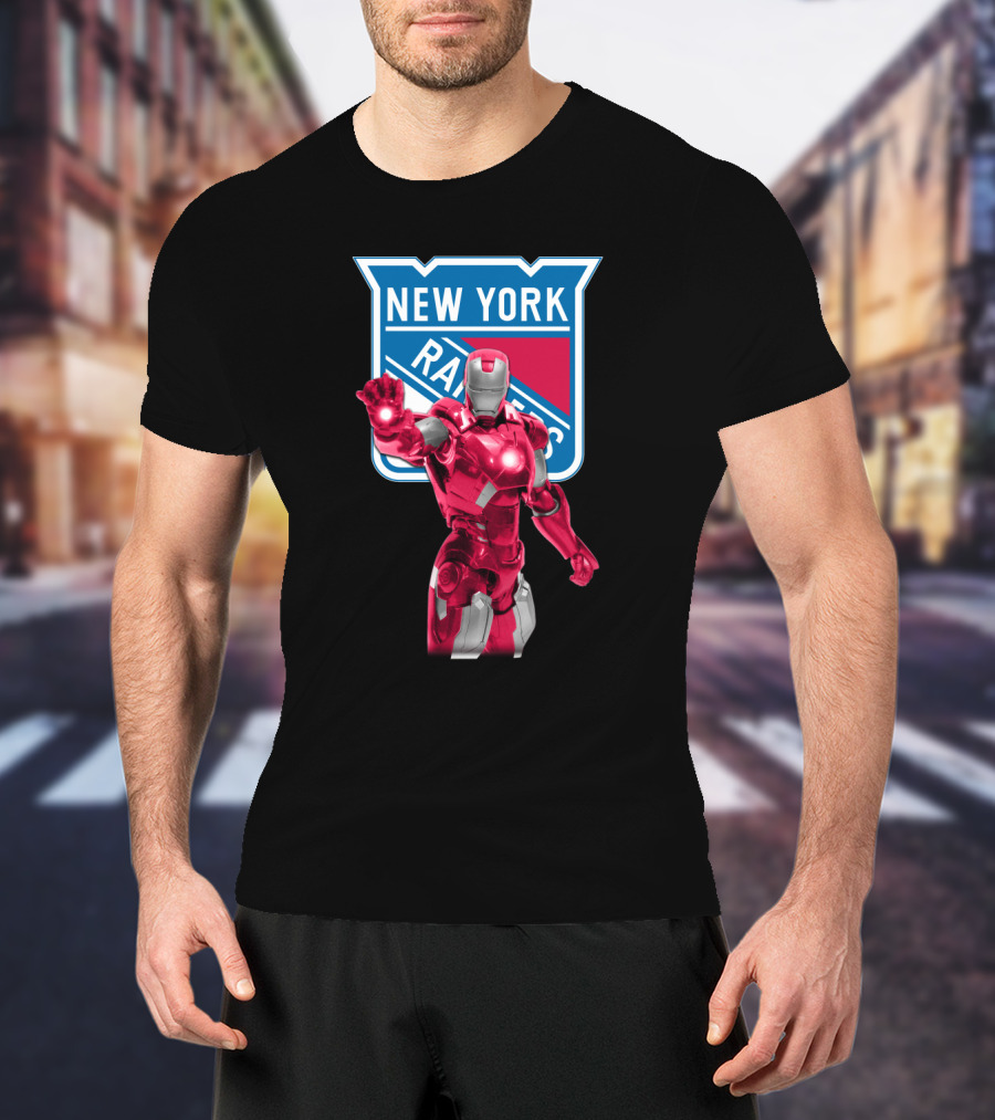 Iron Man Marvel New York Rangers Crossover With Iconic Hockey T-Shirt