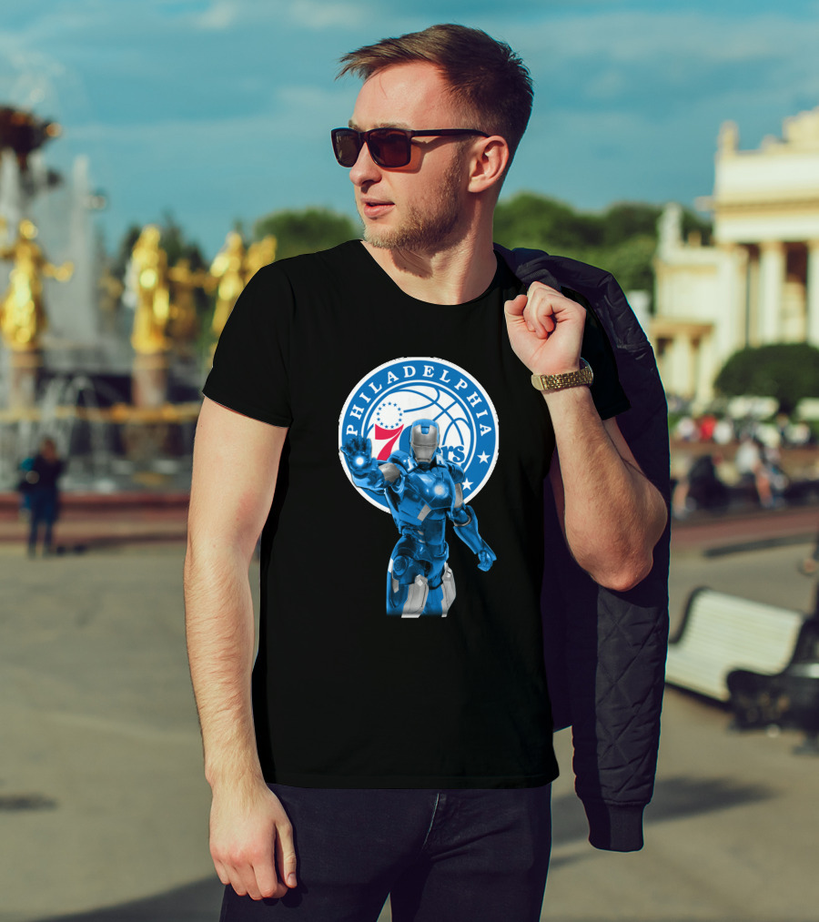 Iron Man Philadelphia 76ers Basketball Crossover Fans T-Shirt
