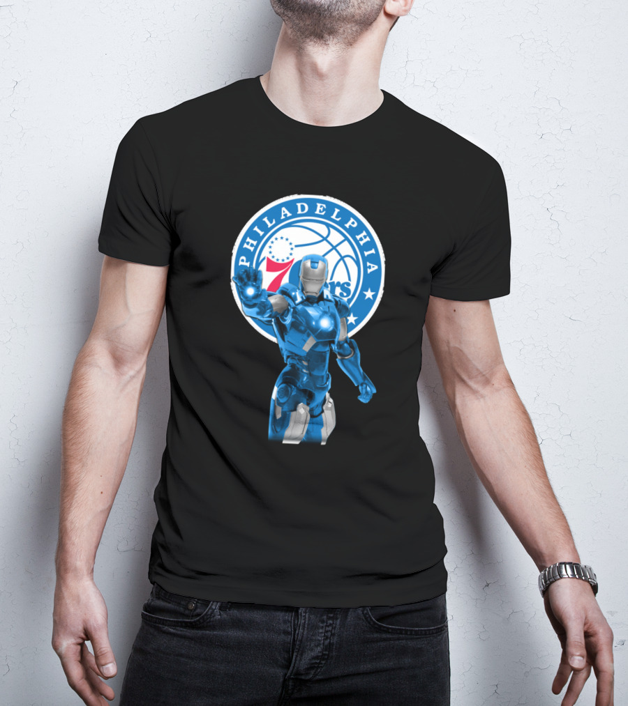Iron Man Philadelphia 76ers Basketball Crossover Fans T-Shirt