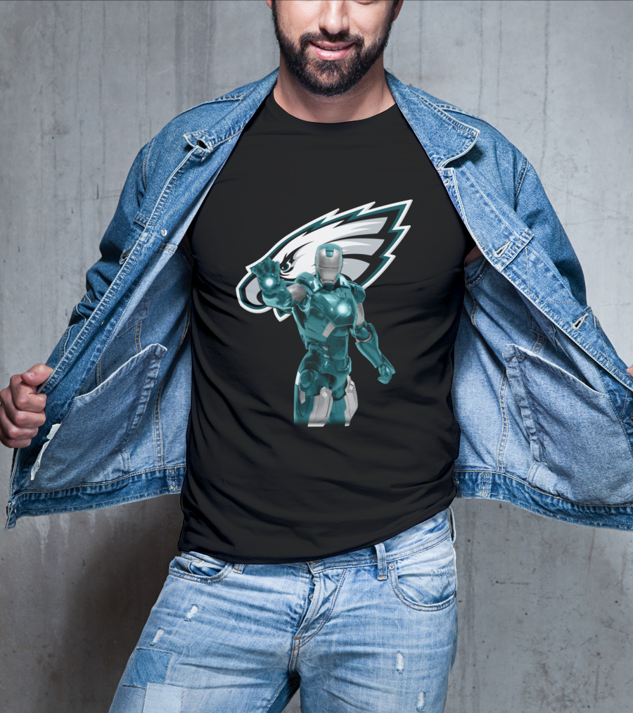 Iron Man Philadelphia Eagles Fans Marvel Team Crossover T-Shirt