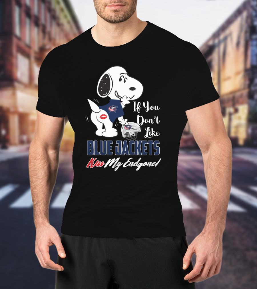 If You Don’t Like Blue Jackets Kiss My Endzone Snoopy Columbus Blue Jackets Fans T-Shirt