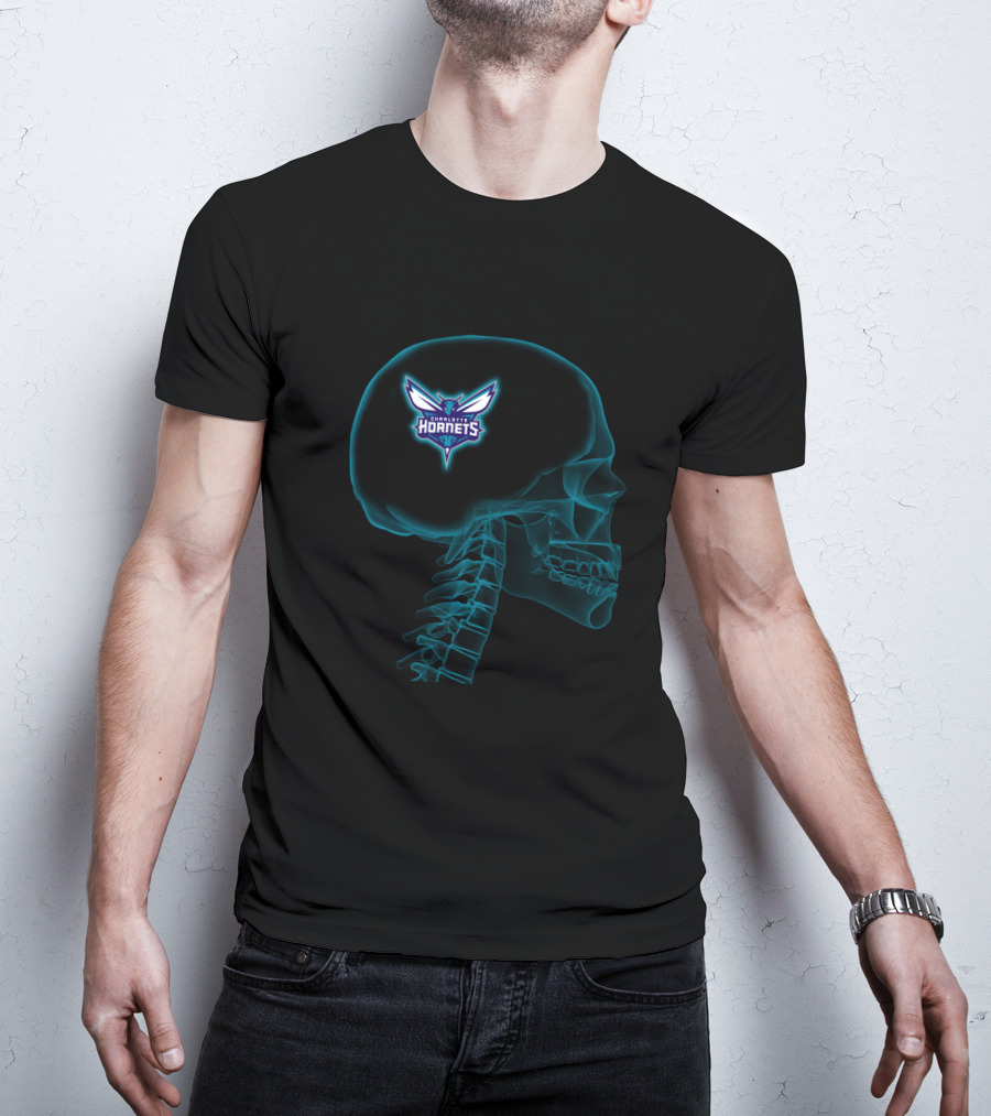 Charlotte Hornets Brain Logo Halloween X-Ray T-Shirt