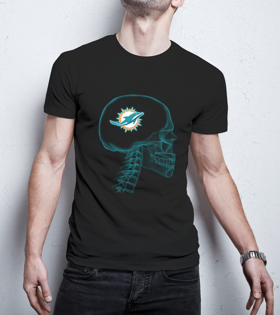 Miami Dolphins Logo Inside X-Ray Halloween Theme T-Shirt
