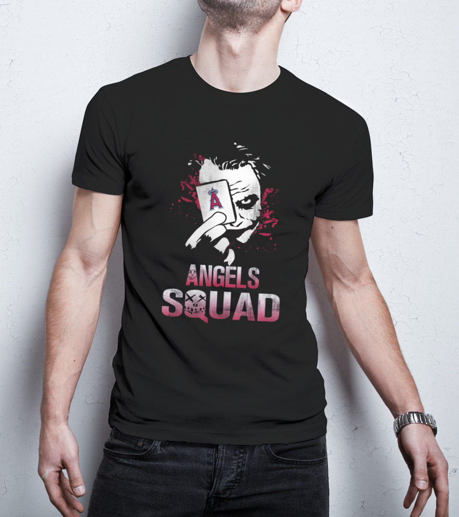 Angels Squad Joker Holding Los Angeles Angels Logo Card T-Shirt