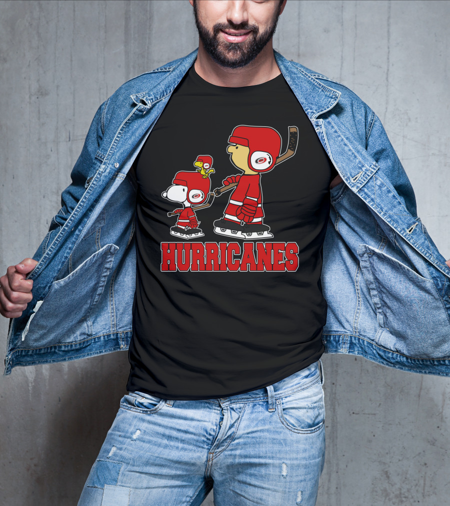 Snoopy Hockey With Carolina Hurricanes Mascot T-Shirt