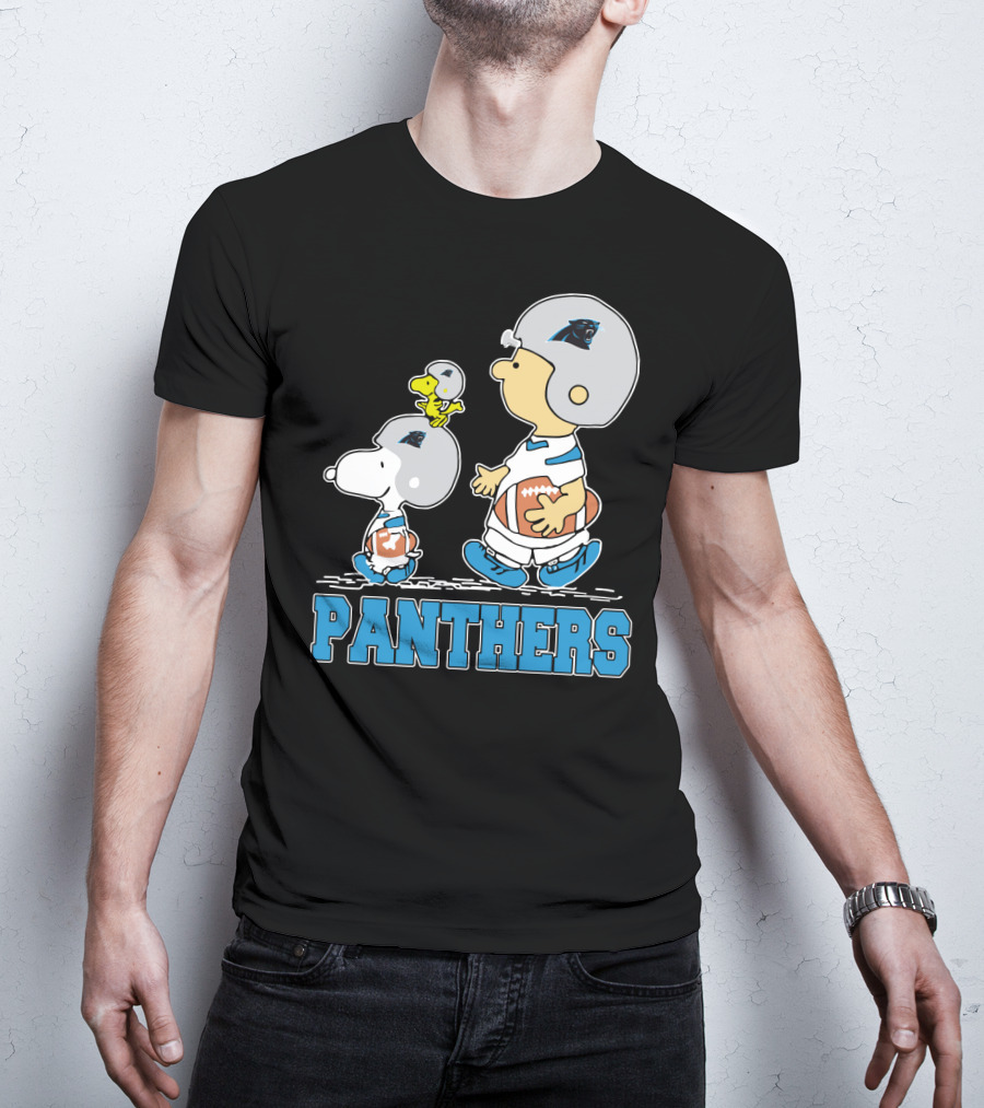 Snoopy Woodstock Charlie Brown Carolina Panthers Fans T-Shirt