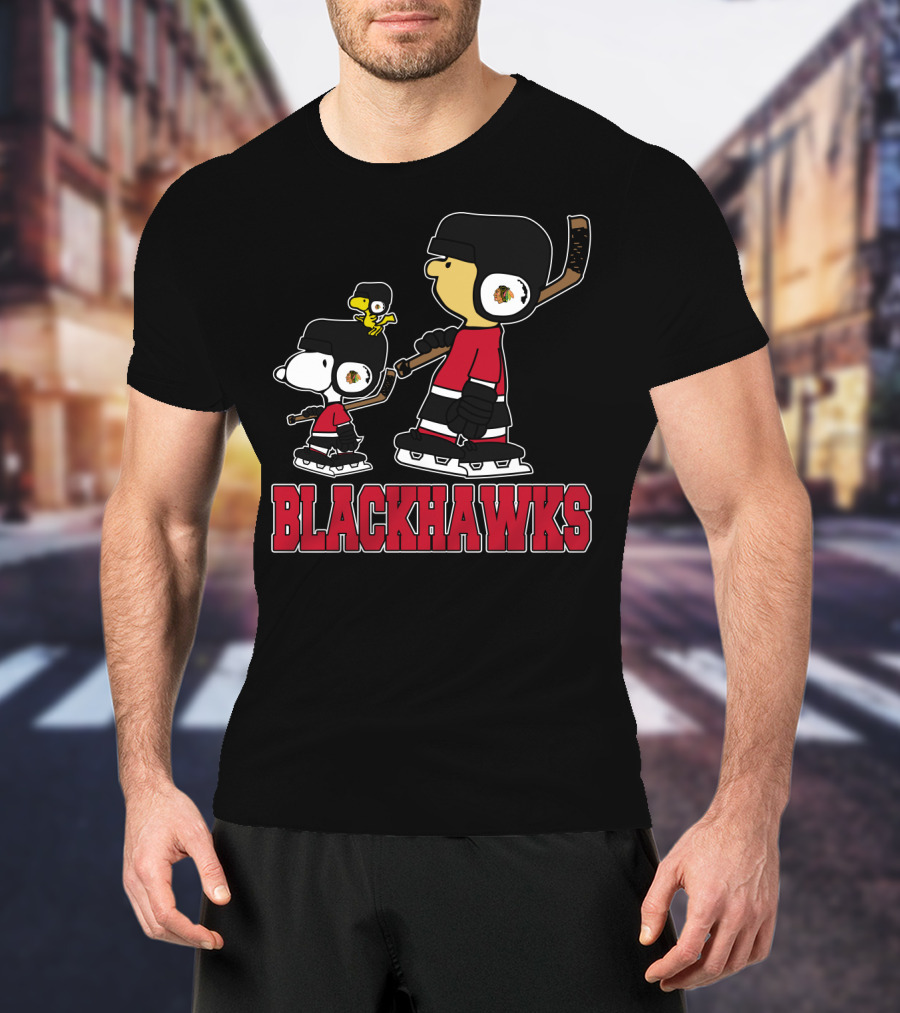 Snoopy Woodstock And Blackhawks Hockey Fans Team Spirit T-Shirt