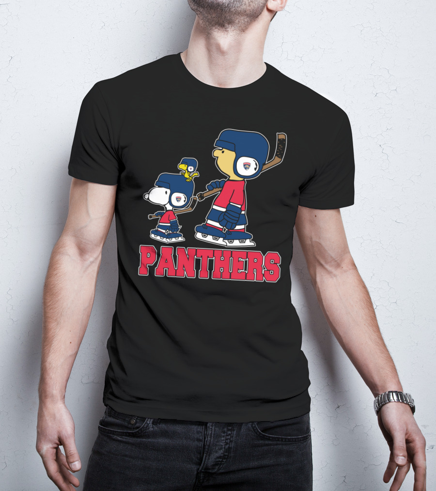 Snoopy And Friends Supporting Florida Panthers Hockey Fans T-Shirt