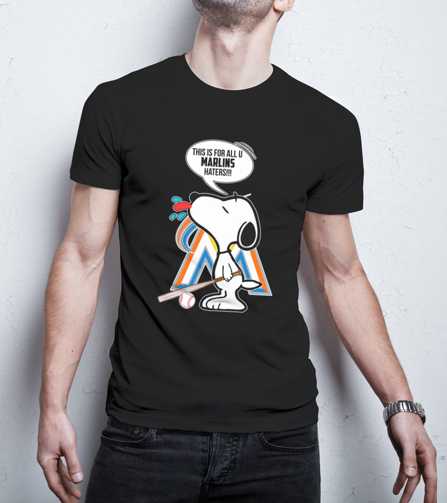Snoopy Baseball Fan Spitting At Miami Marlins Haters T-Shirt