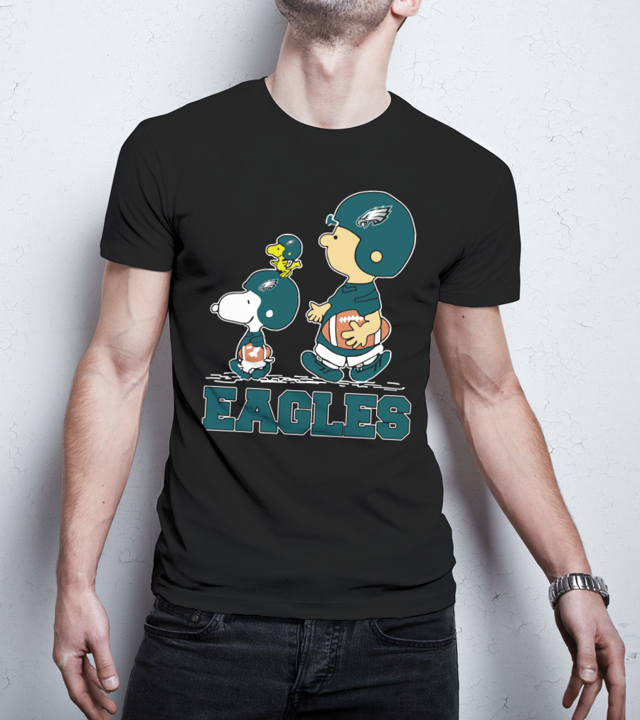 Snoopy And Woodstock Philadelphia Eagles Football Helmet Fans Eagles T-Shirt