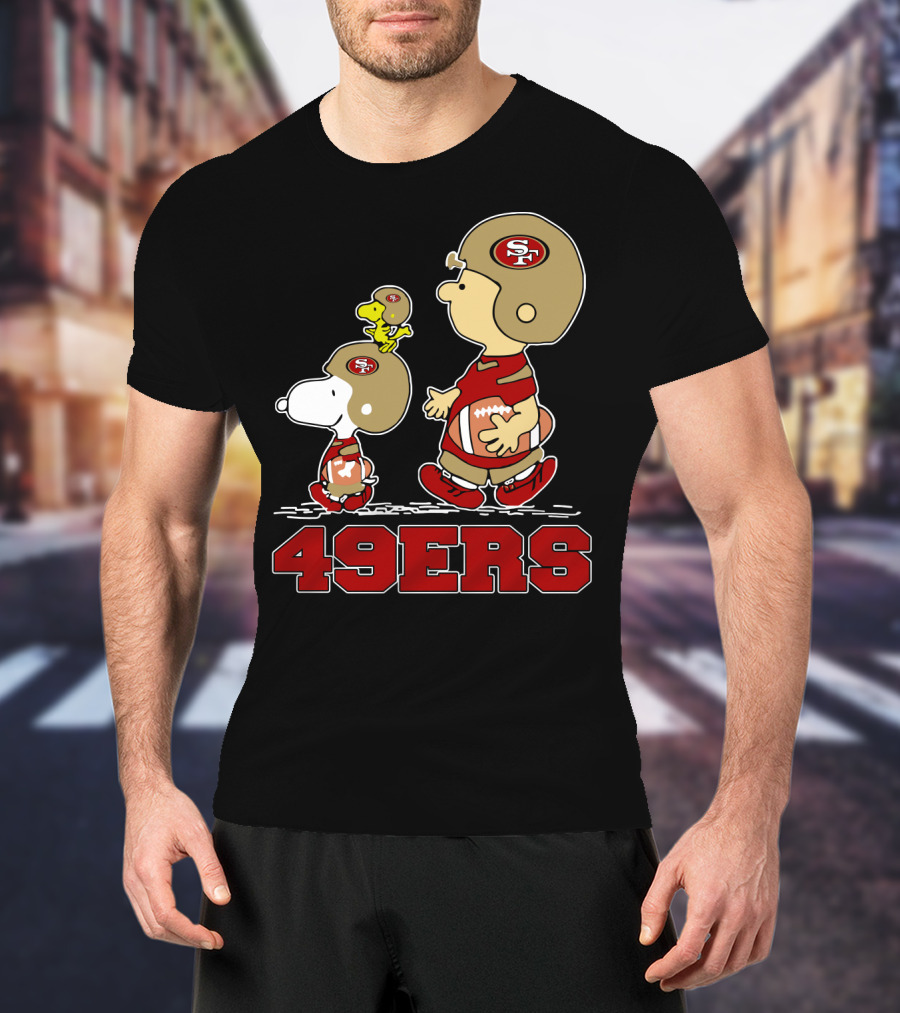 Snoopy Woodstock And Charlie Brown San Francisco 49ers Football Fans 49ers T-Shirt