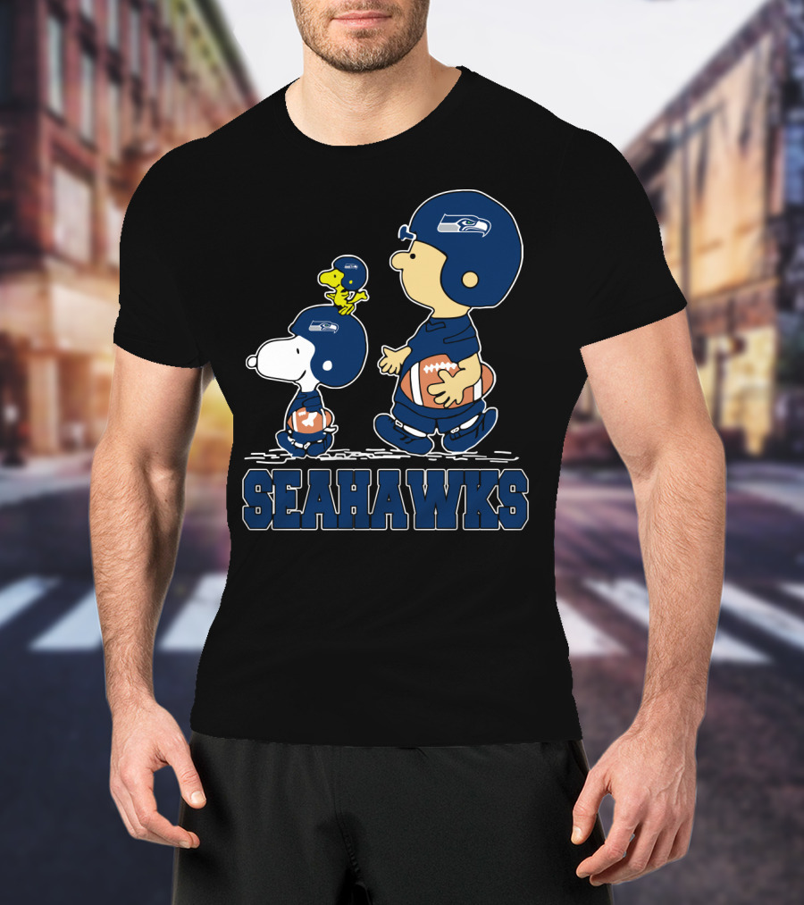 Snoopy And Friends Seattle Seahawks Football Fans T-Shirt