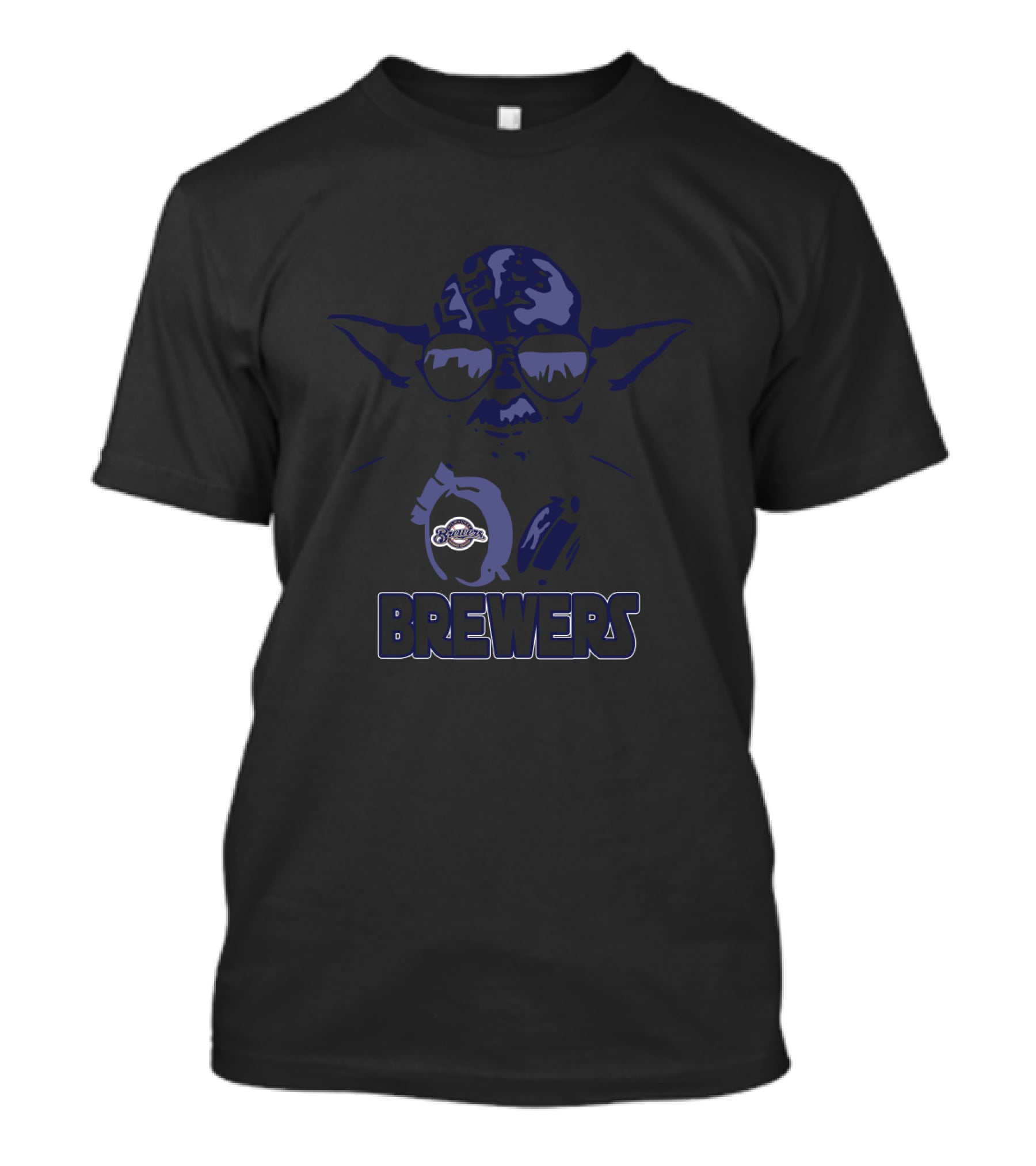 Yoda With Milwaukee Brewers Logo And Large Brewers Text T-Shirt
