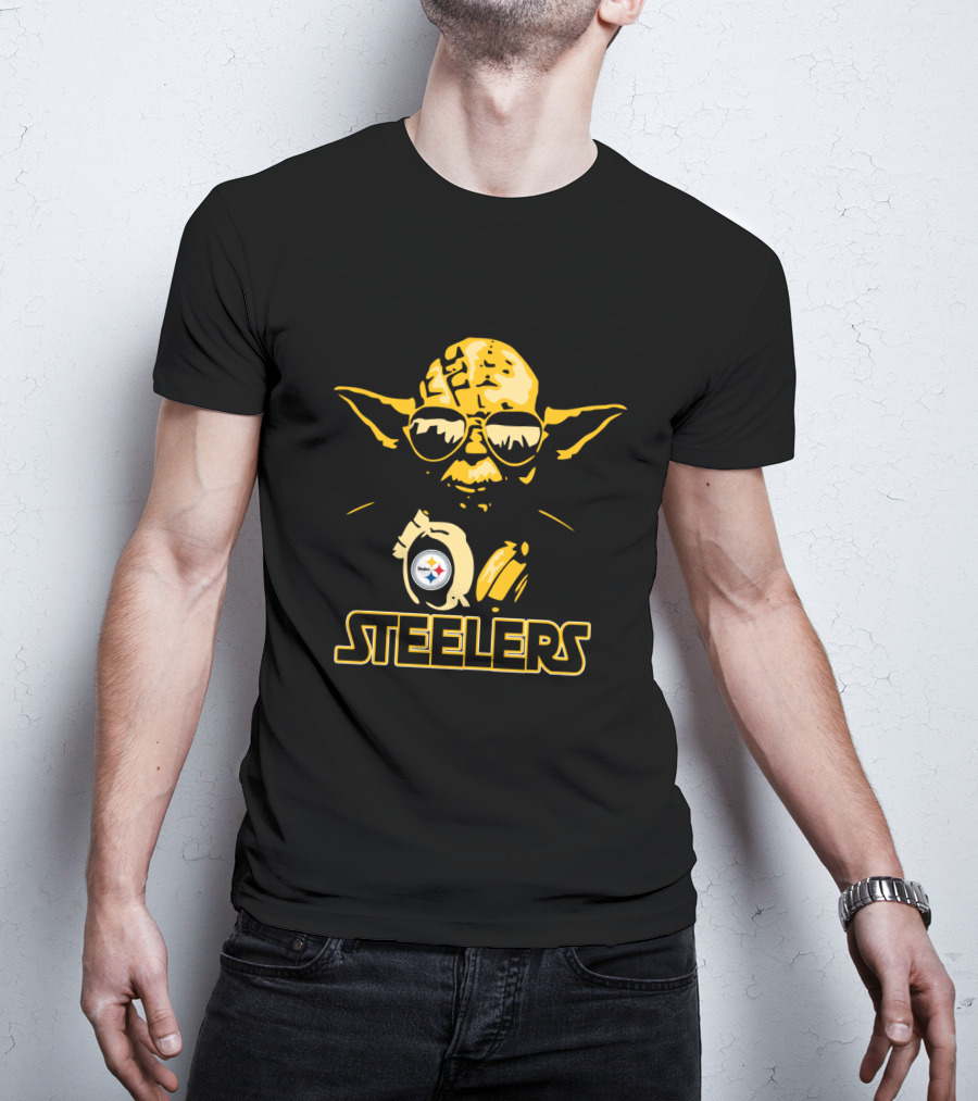 Yoda Steelers Sunglasses Headphones Star Wars Pittsburgh Fans T-Shirt