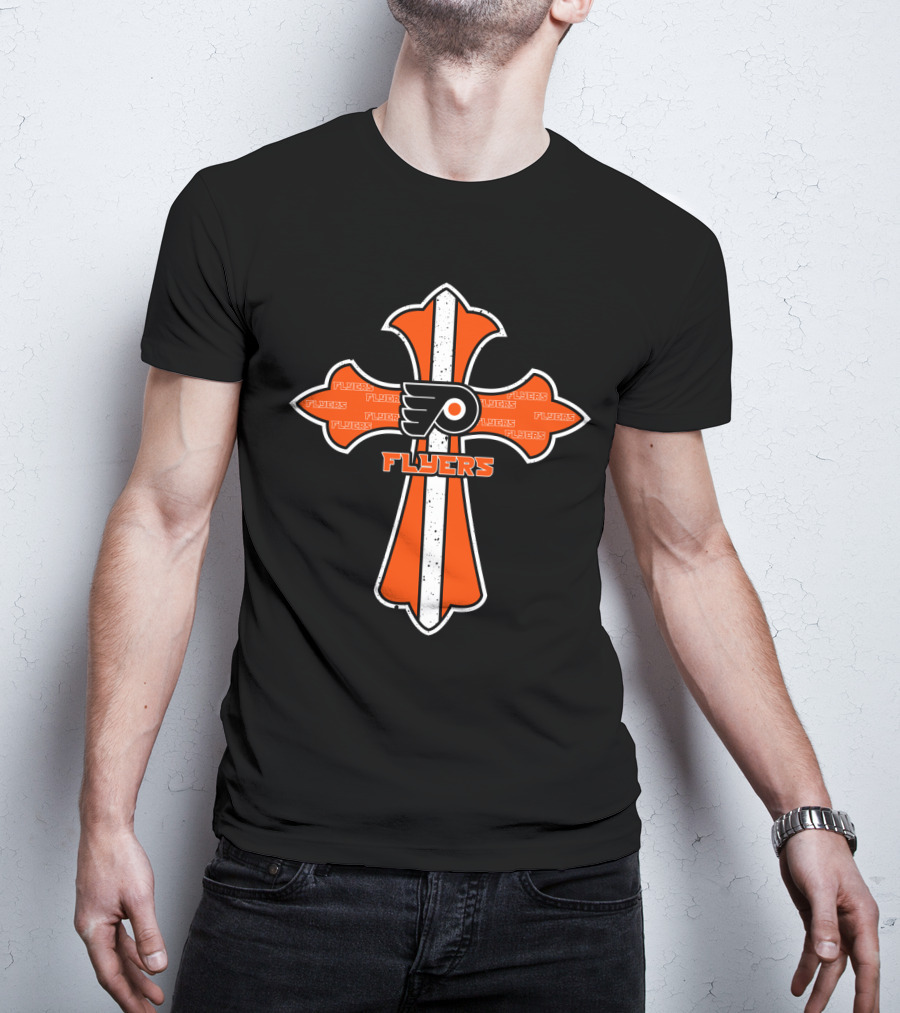 Flyers Faithful Cross Design For Philadelphia Hockey Fans T-Shirt