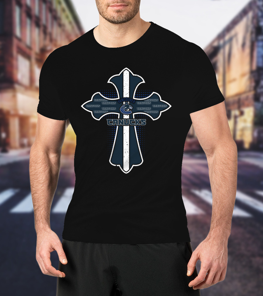 Vancouver Canucks Cross Logo Christian Fans Support T-Shirt
