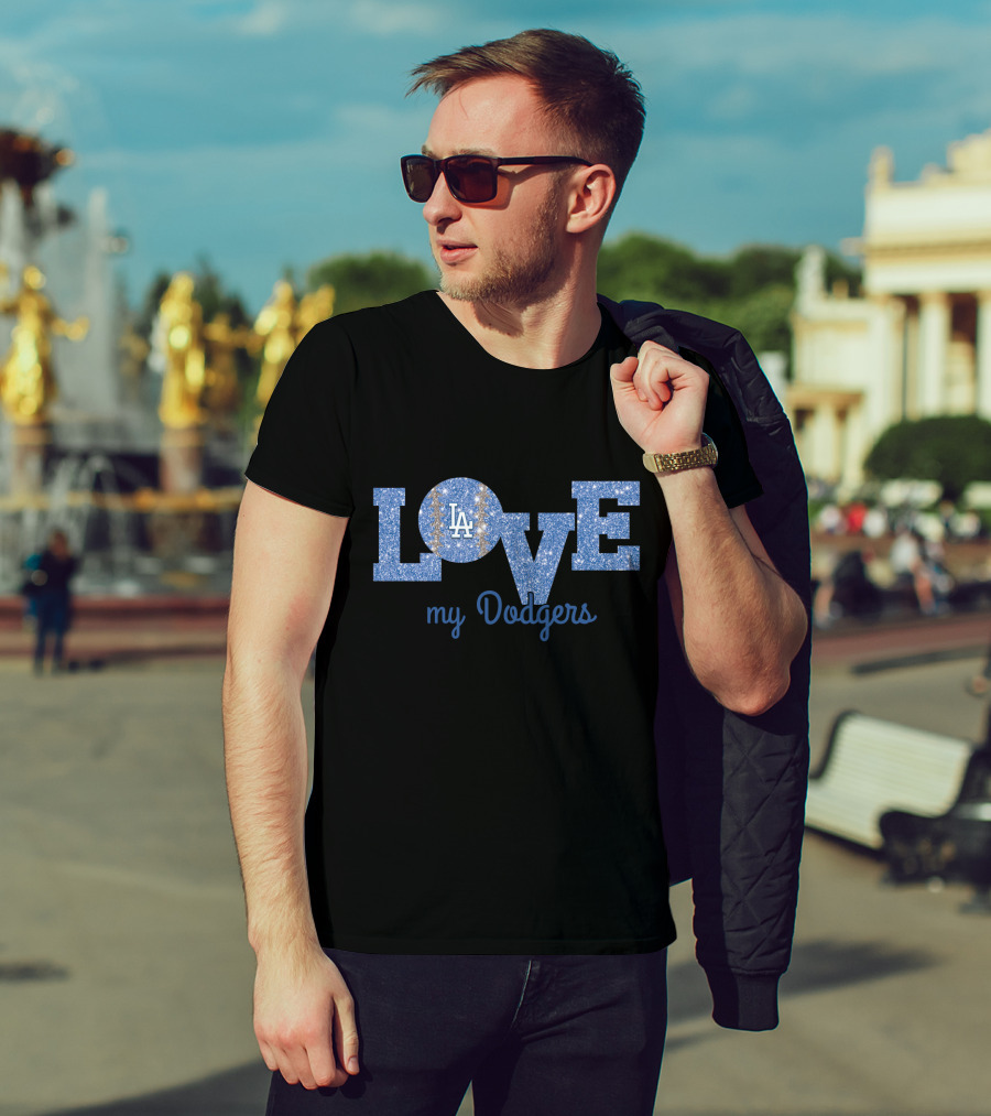 Glitter Love My Dodgers LA Sparkle Fans T-Shirt