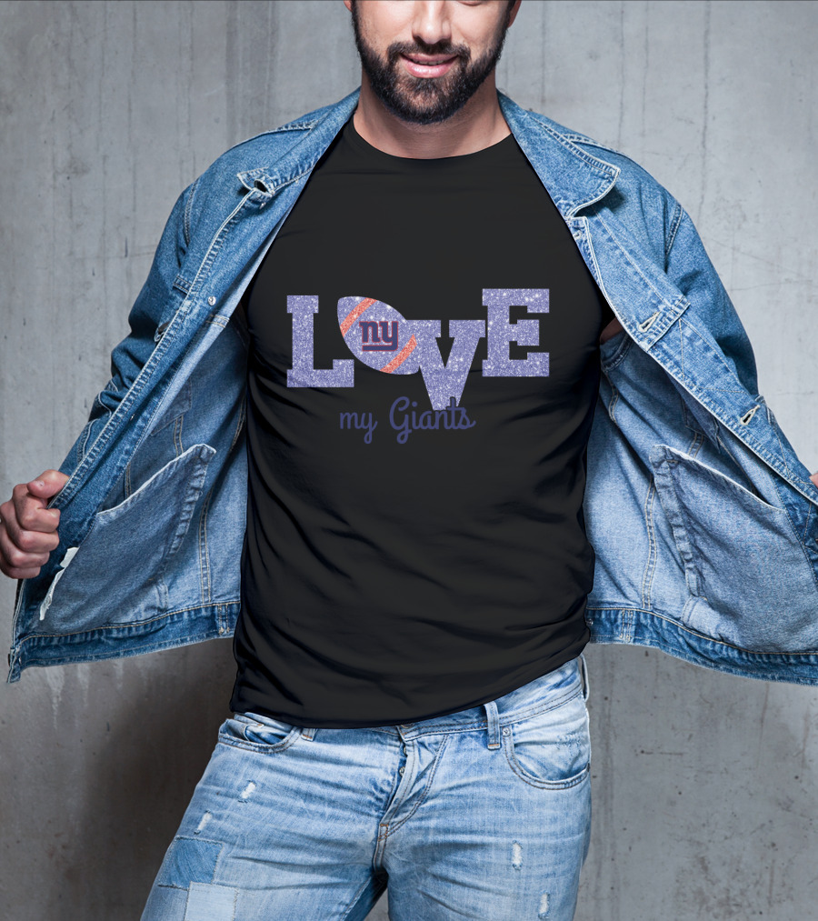 Glitter Love My Giants Ny Football Fans T-Shirt