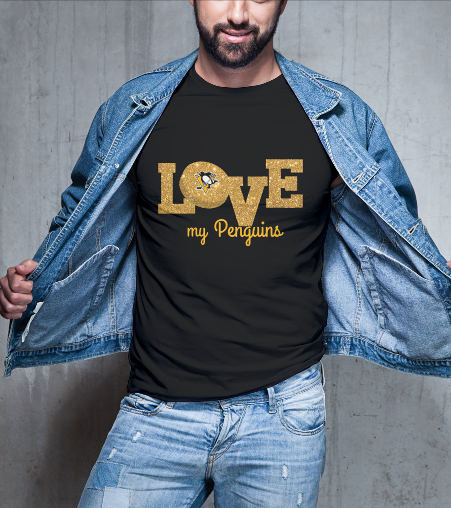Love My Penguins Glitter Pittsburgh Fans Graphics T-Shirt